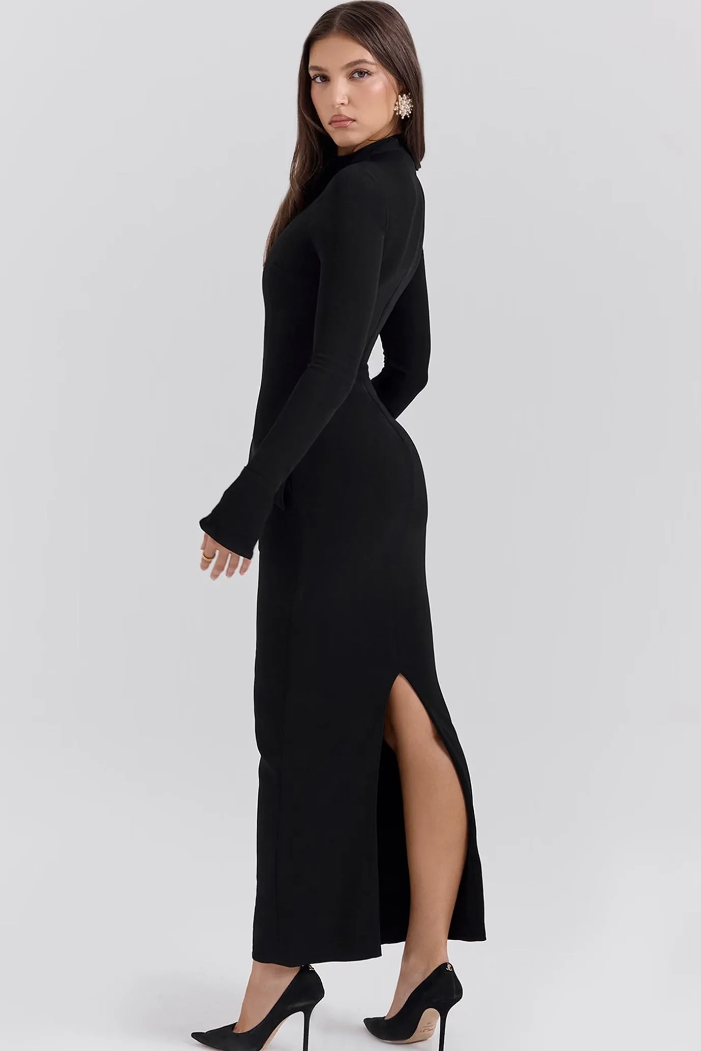 Marie-Louise Black Turtleneck Maxi Dress by House of CB