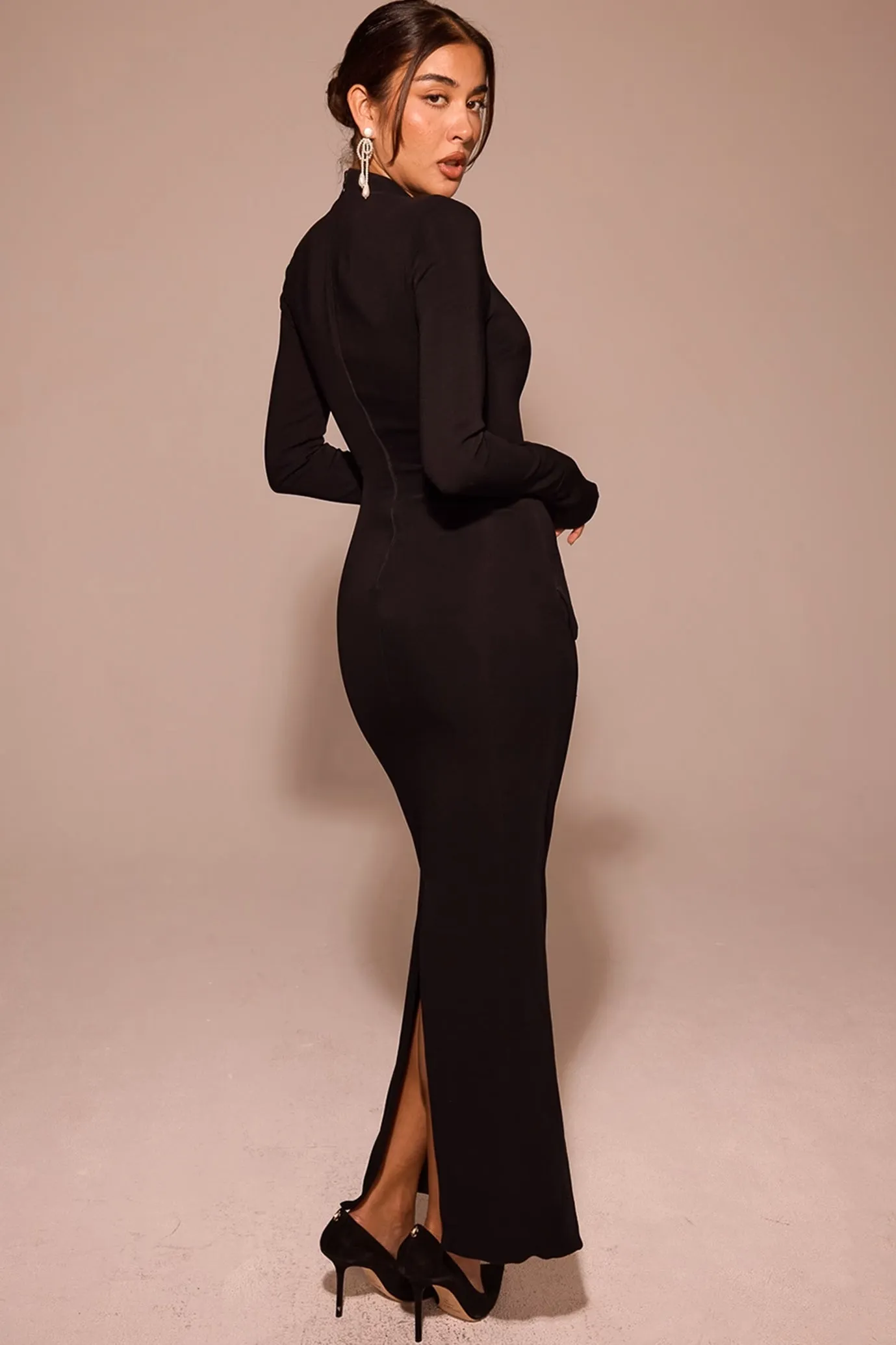 Marie-Louise Black Turtleneck Maxi Dress by House of CB