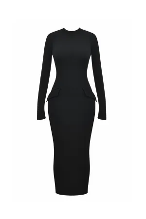 Marie-Louise Black Turtleneck Maxi Dress by House of CB
