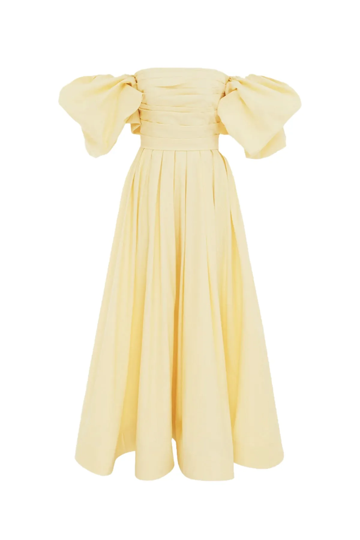 Matilda Puff Sleeve Midi Dress Lemon by Leo Lin