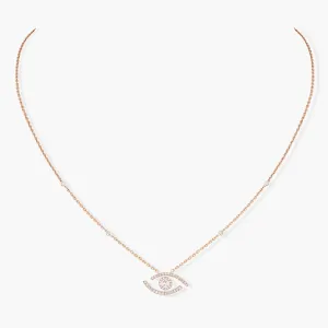 Messika Lucky Eye 18ct Rose Gold 0.30ct Diamond Pave Necklace