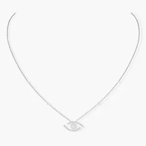 Messika Lucky Eye 18ct White Gold 0.30ct Diamond Pave Necklace