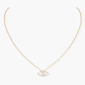 Messika Lucky Eye 18ct Yellow Gold 0.30ct Diamond Pave Necklace
