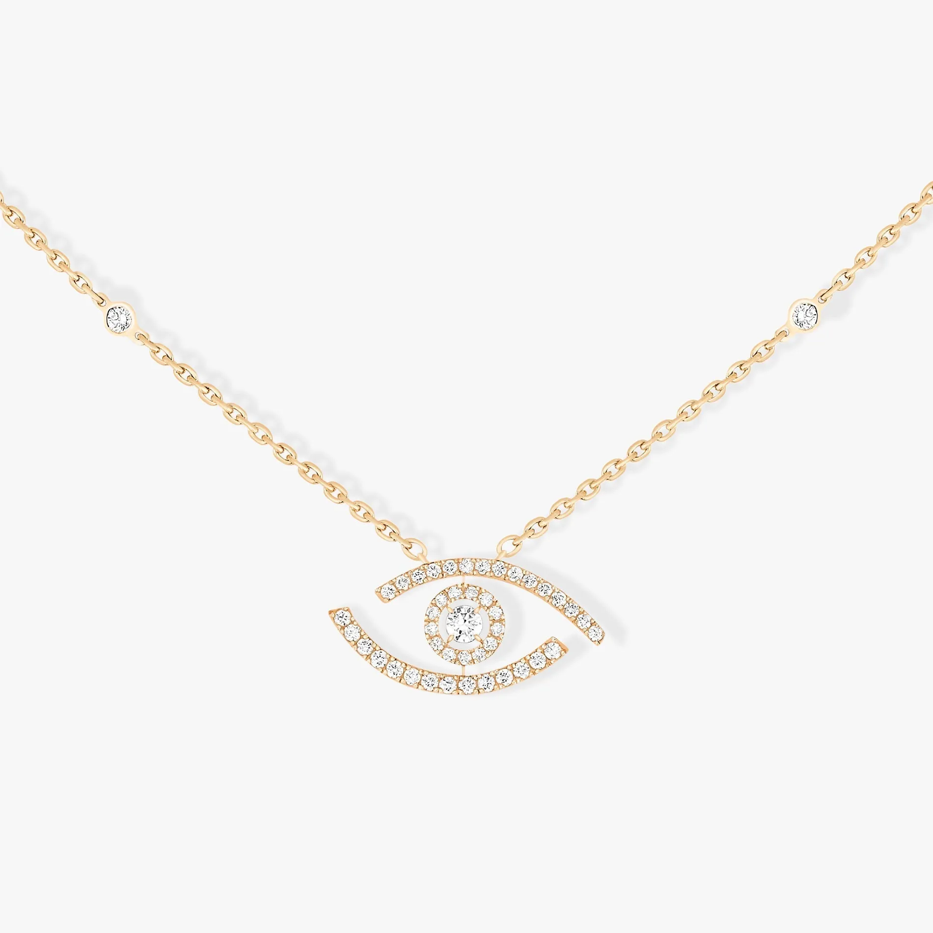 Messika Lucky Eye 18ct Yellow Gold 0.30ct Diamond Pave Necklace