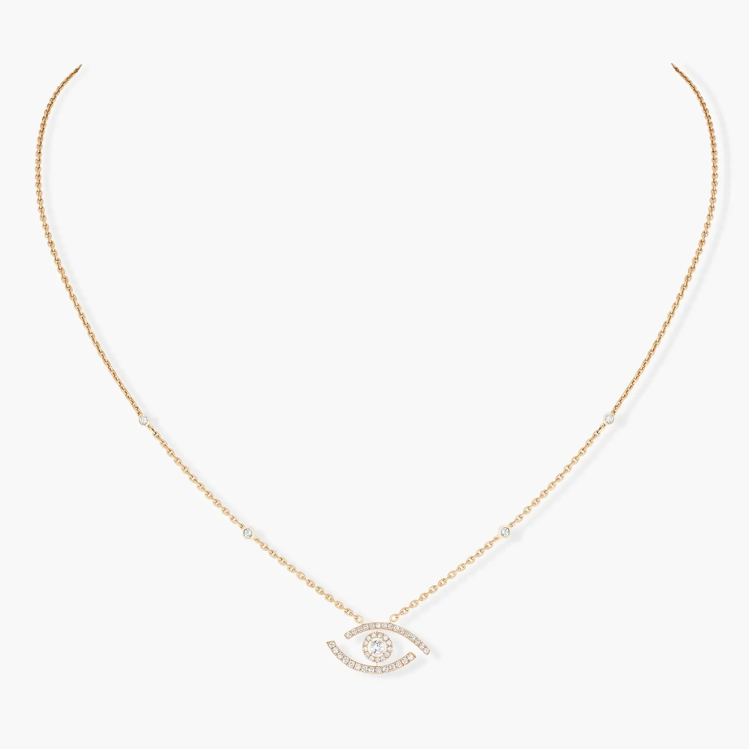 Messika Lucky Eye 18ct Yellow Gold 0.30ct Diamond Pave Necklace