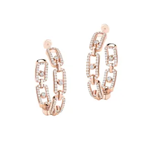 Messika Move Link 18ct Rose Gold 0.86ct Diamond 2.4cm Hoop Earrings