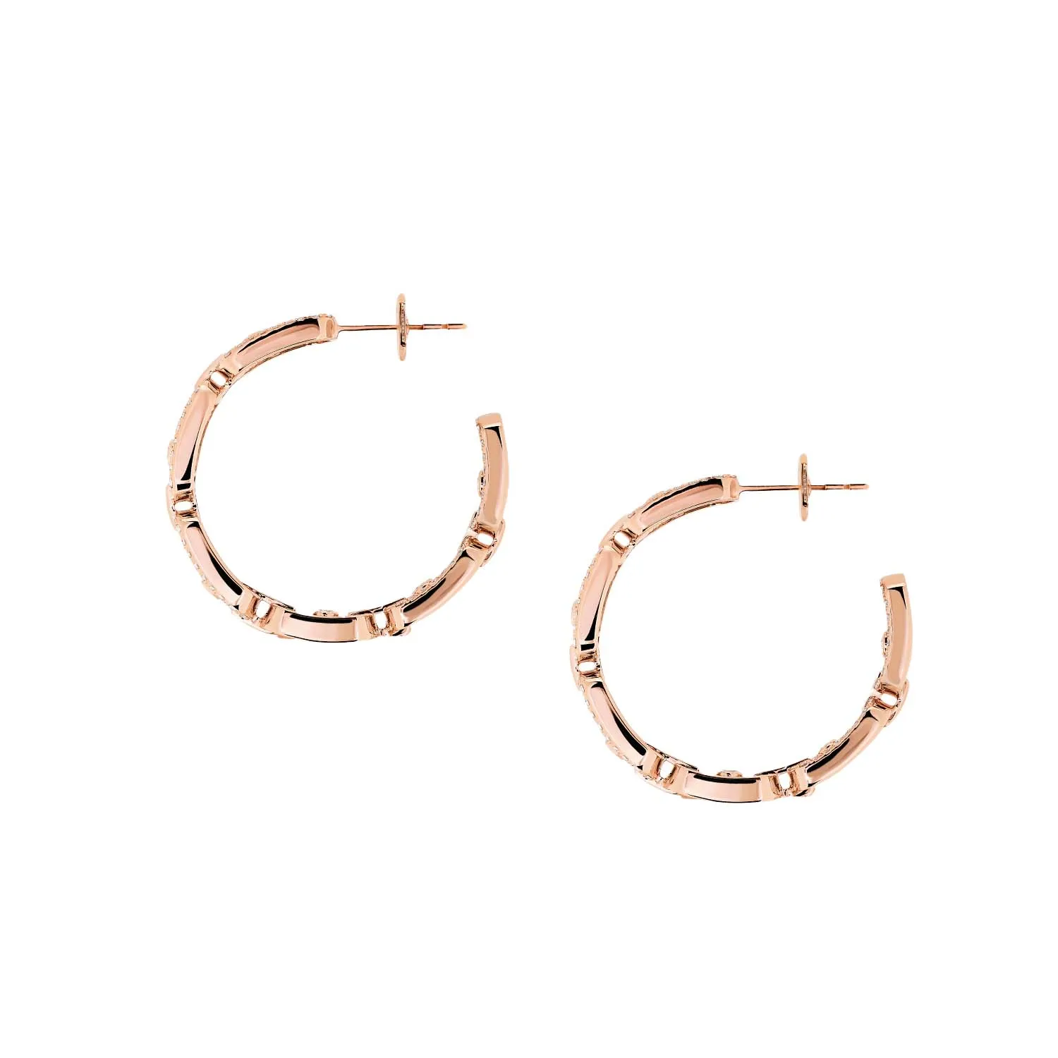 Messika Move Link 18ct Rose Gold 0.86ct Diamond 2.4cm Hoop Earrings