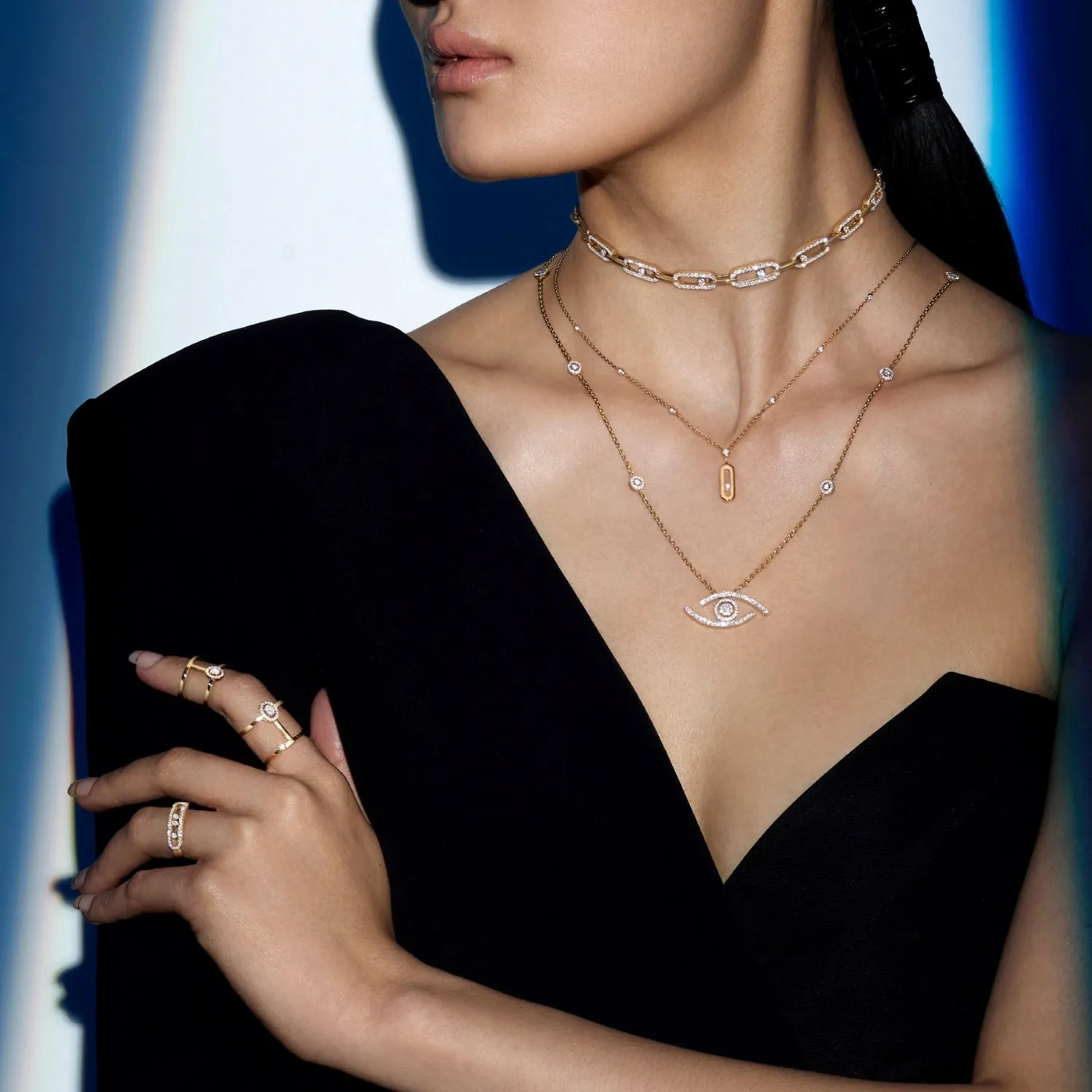 Messika Move Link 18ct Rose Gold 1.70ct Diamond Multi Choker