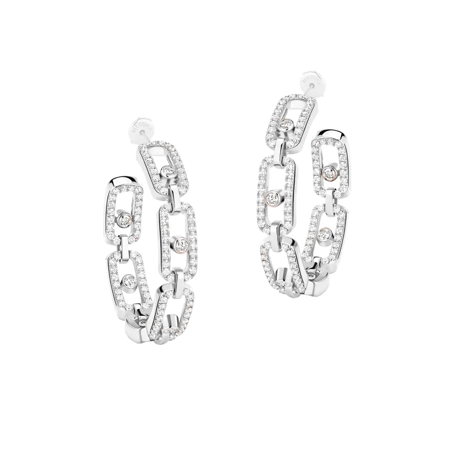 Messika Move Link 18ct White Gold 0.86ct Diamond 2.4cm Hoop Earrings