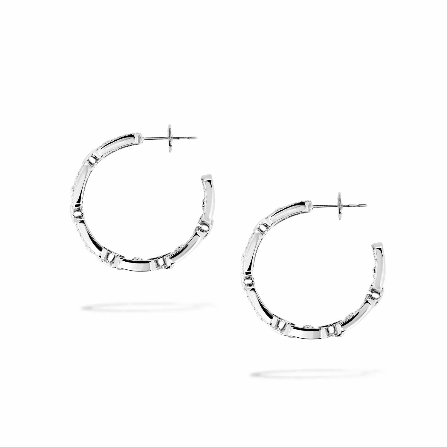 Messika Move Link 18ct White Gold 0.86ct Diamond 2.4cm Hoop Earrings