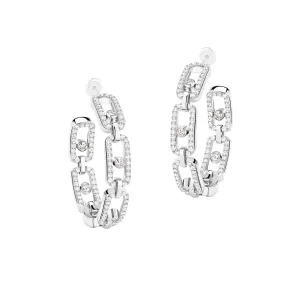 Messika Move Link 18ct White Gold 0.86ct Diamond 2.4cm Hoop Earrings