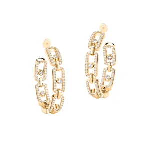 Messika Move Link 18ct Yellow Gold 0.86ct Diamond 2.4cm Hoop Earrings