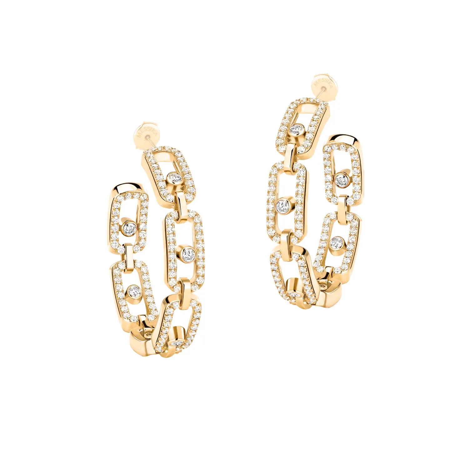 Messika Move Link 18ct Yellow Gold 0.86ct Diamond 2.4cm Hoop Earrings