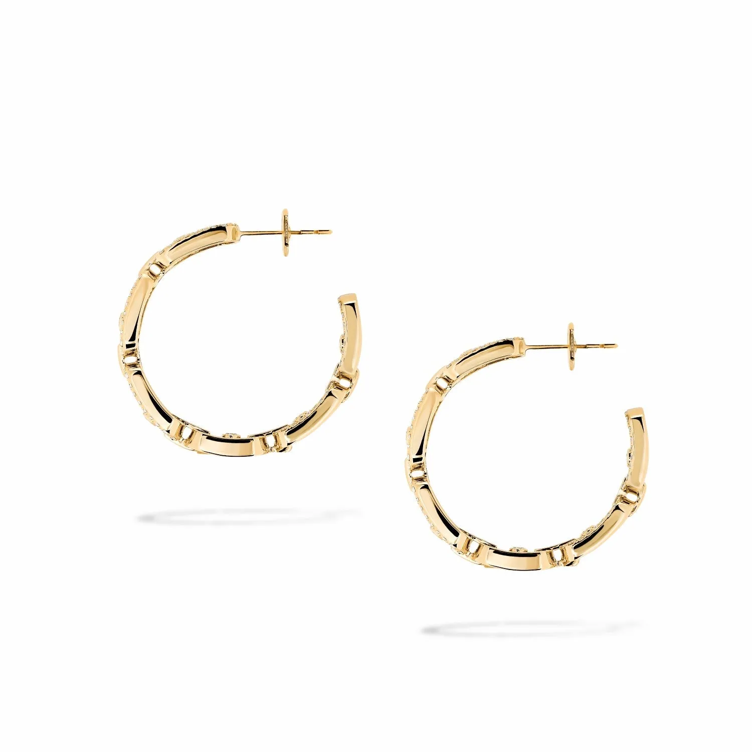 Messika Move Link 18ct Yellow Gold 0.86ct Diamond 2.4cm Hoop Earrings