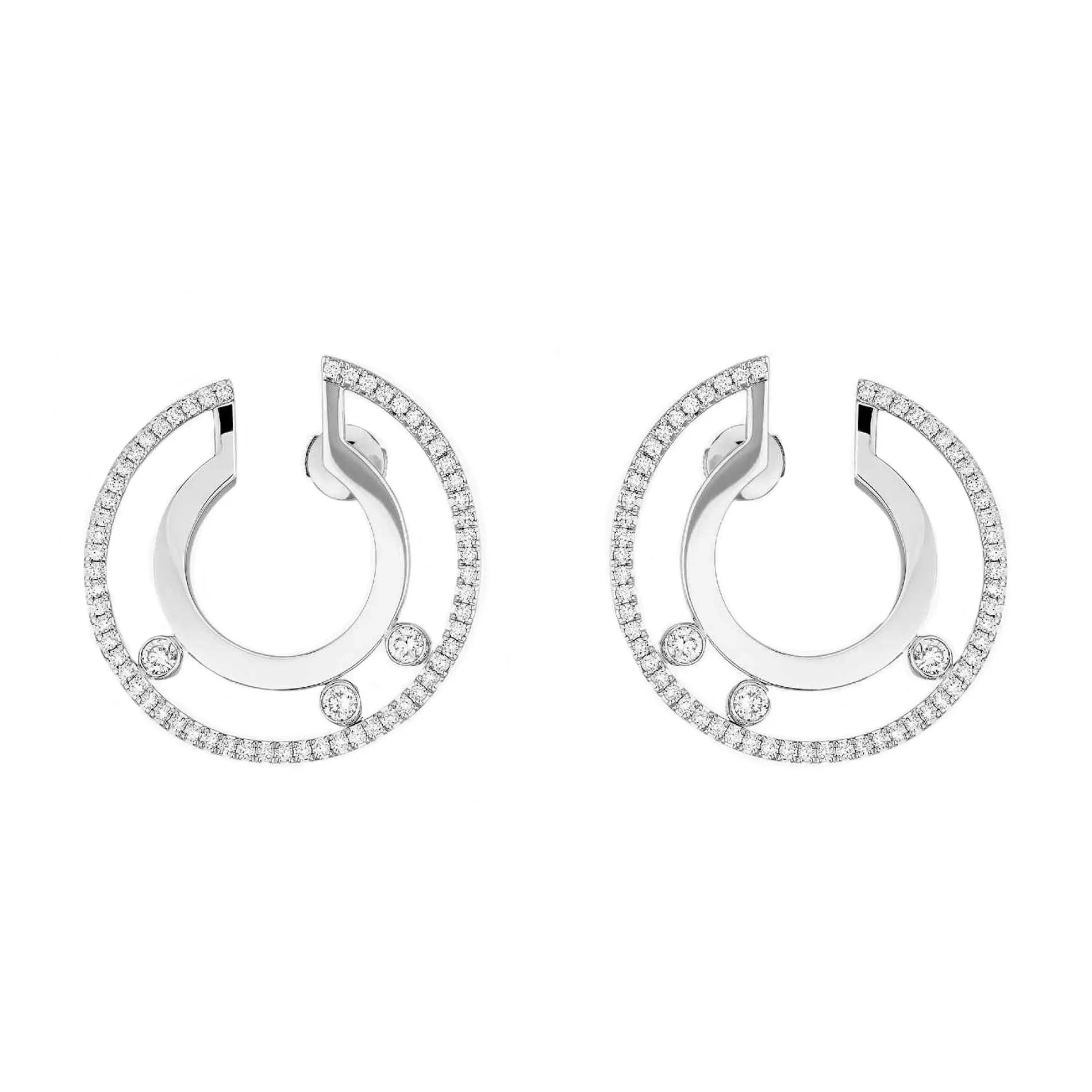 Messika Move Romaine 18ct White Gold Diamond Small Hoop Earrings