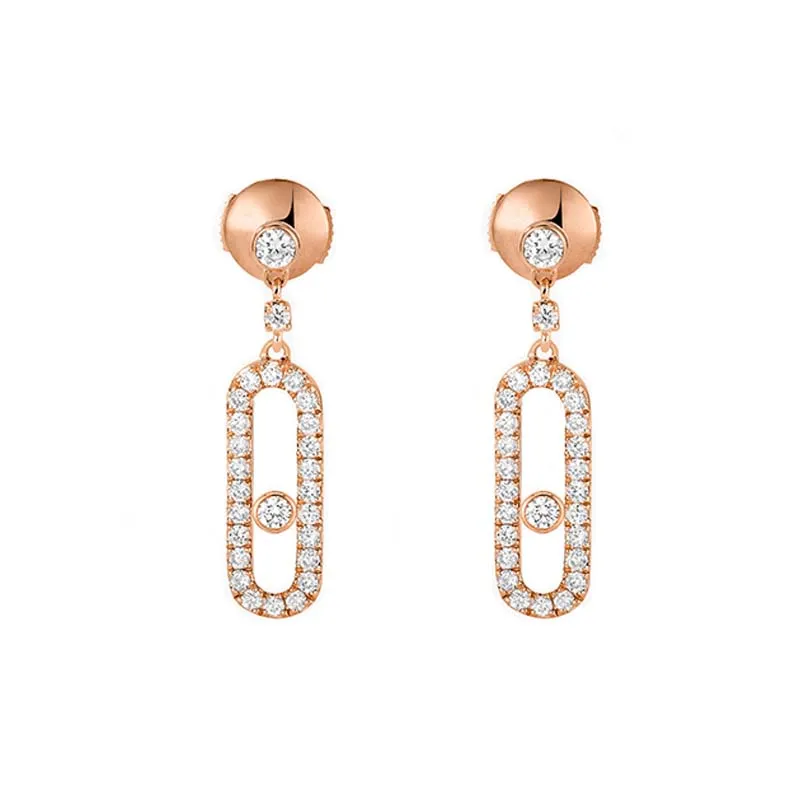 Messika Move Uno 18ct Rose Gold Diamond Stud Drop Earrings