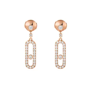Messika Move Uno 18ct Rose Gold Diamond Stud Drop Earrings