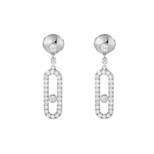 Messika Move Uno 18ct White Gold Diamond Stud Drop Earrings