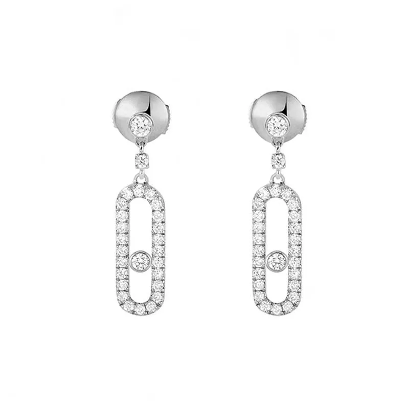 Messika Move Uno 18ct White Gold Diamond Stud Drop Earrings