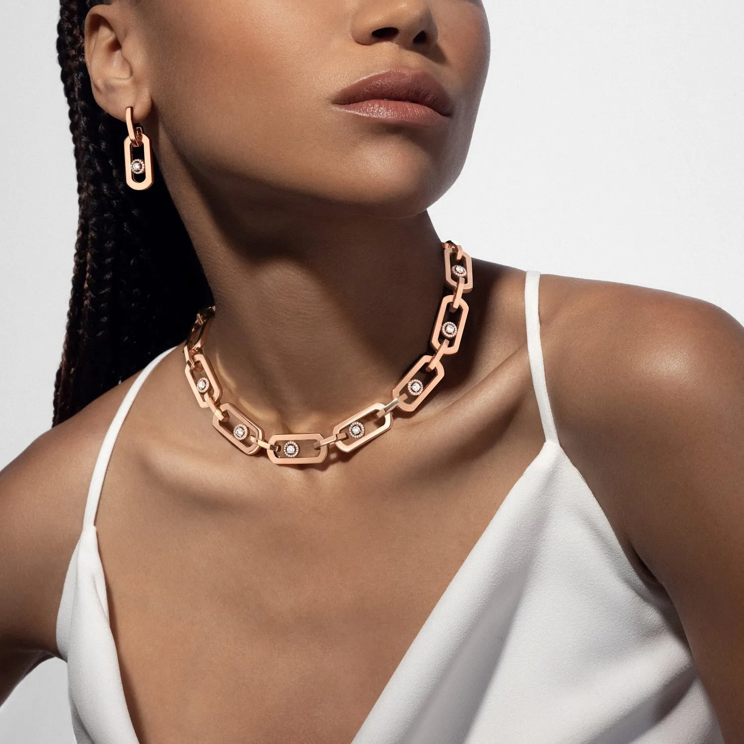Messika So Move 18ct Rose Gold 0.37ct Diamond Pendant Earrings