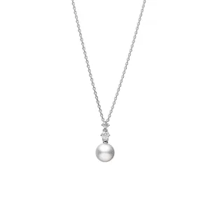 Mikimoto 18ct White Gold Akoya Pearl 0.10ct Diamond Morning Dew Necklace