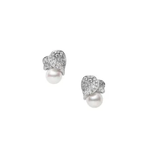 Mikimoto 18ct White Gold Akoya Pearl 0.72ct Diamond Les Pétales Place Vendôme Earrings