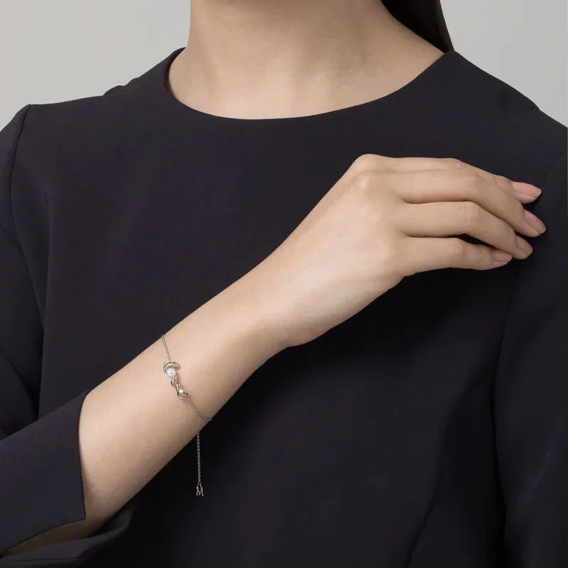 Mikimoto 18ct White Gold White Akoya Pearl and Diamond 'Love' Bracelet