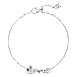 Mikimoto 18ct White Gold White Akoya Pearl and Diamond 'Love' Bracelet