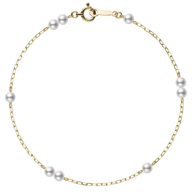 Mikimoto 18ct Yellow Gold Akoya Pearl 18cm Bracelet