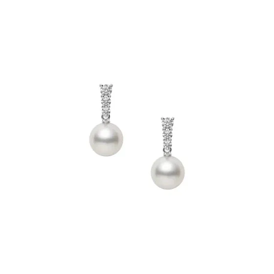 Mikimoto Morning Dew 18ct White Gold Akoya Cultured Pearl 0.24ct Diamond Earrings