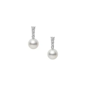 Mikimoto Morning Dew 18ct White Gold Akoya Cultured Pearl 0.24ct Diamond Earrings