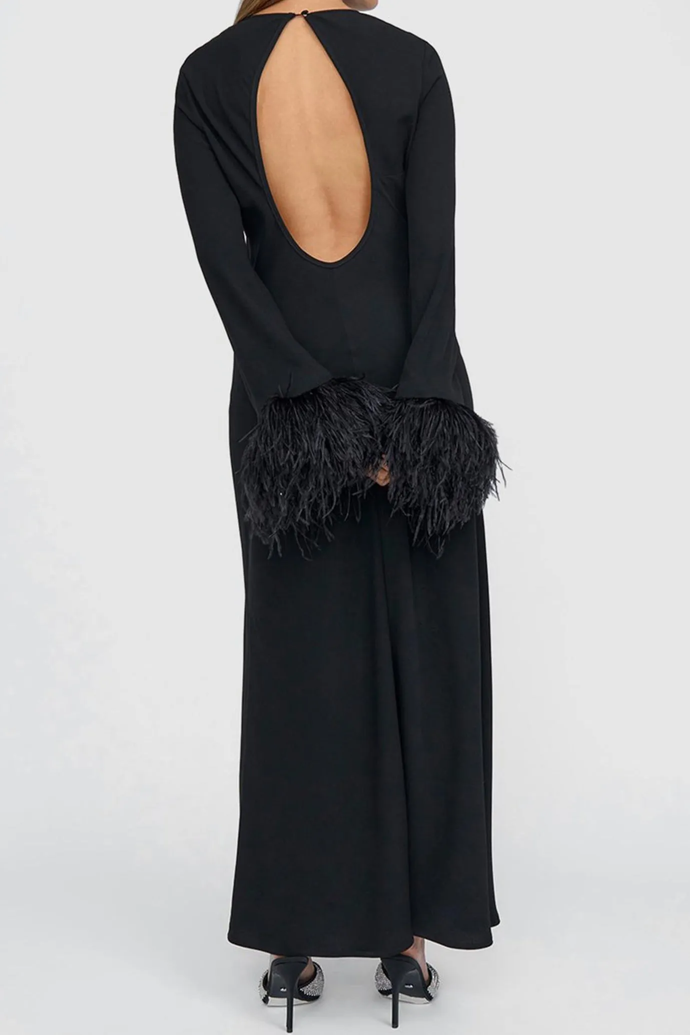Miranda Feather Cuff Full Length Dress By Johnny