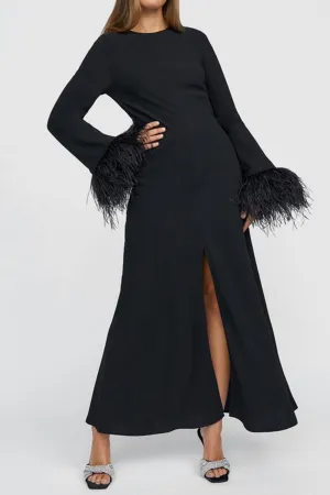 Miranda Feather Cuff Full Length Dress By Johnny