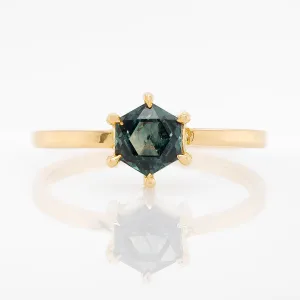 Montana Sapphire Hexagon Solitaire Ring