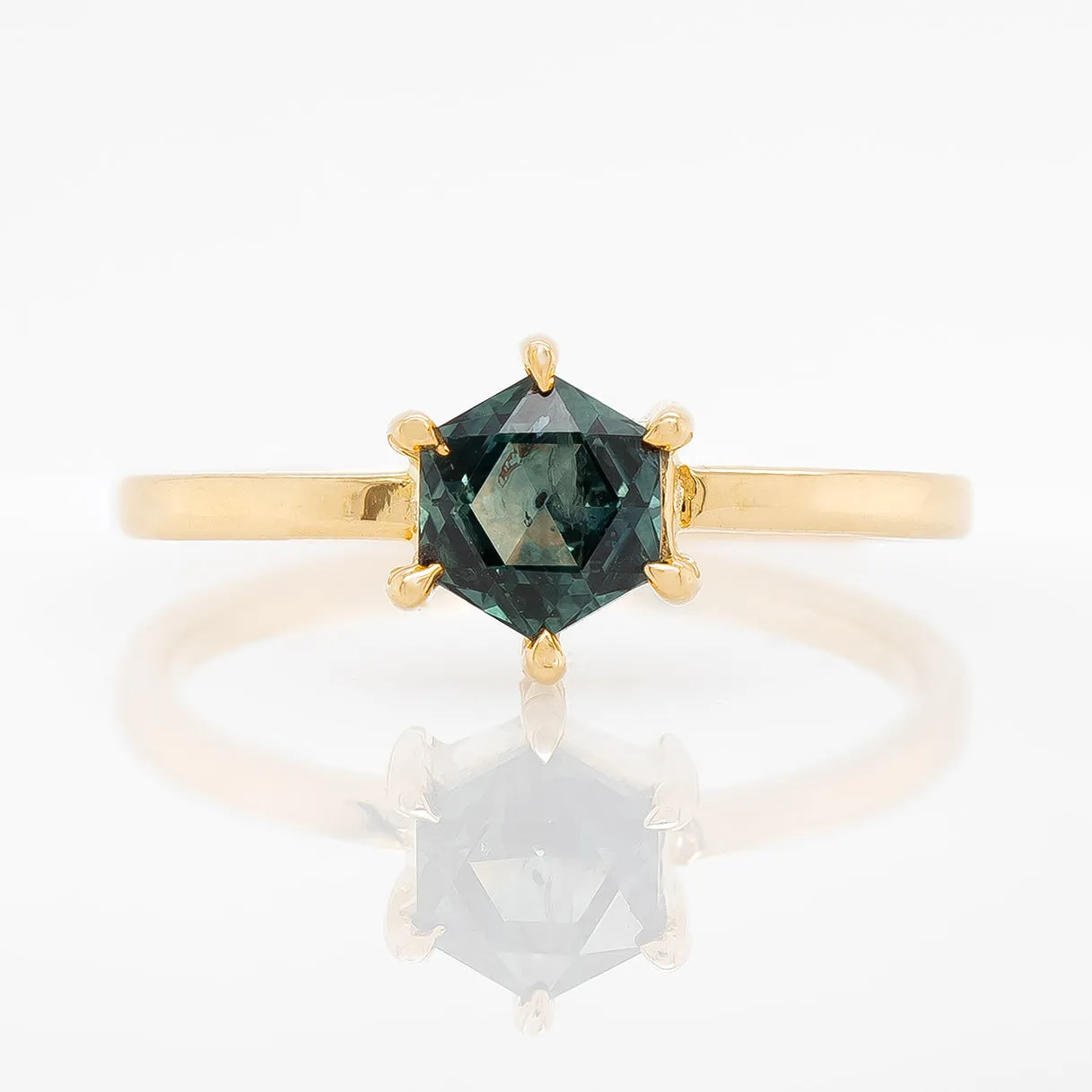 Montana Sapphire Hexagon Solitaire Ring
