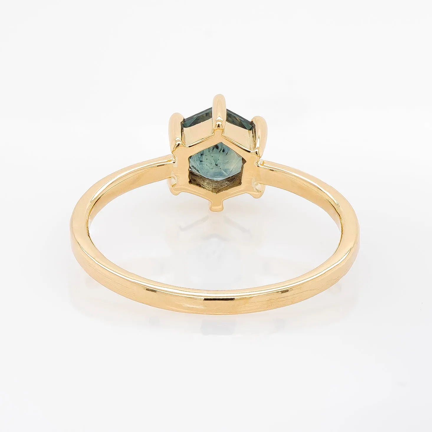 Montana Sapphire Hexagon Solitaire Ring