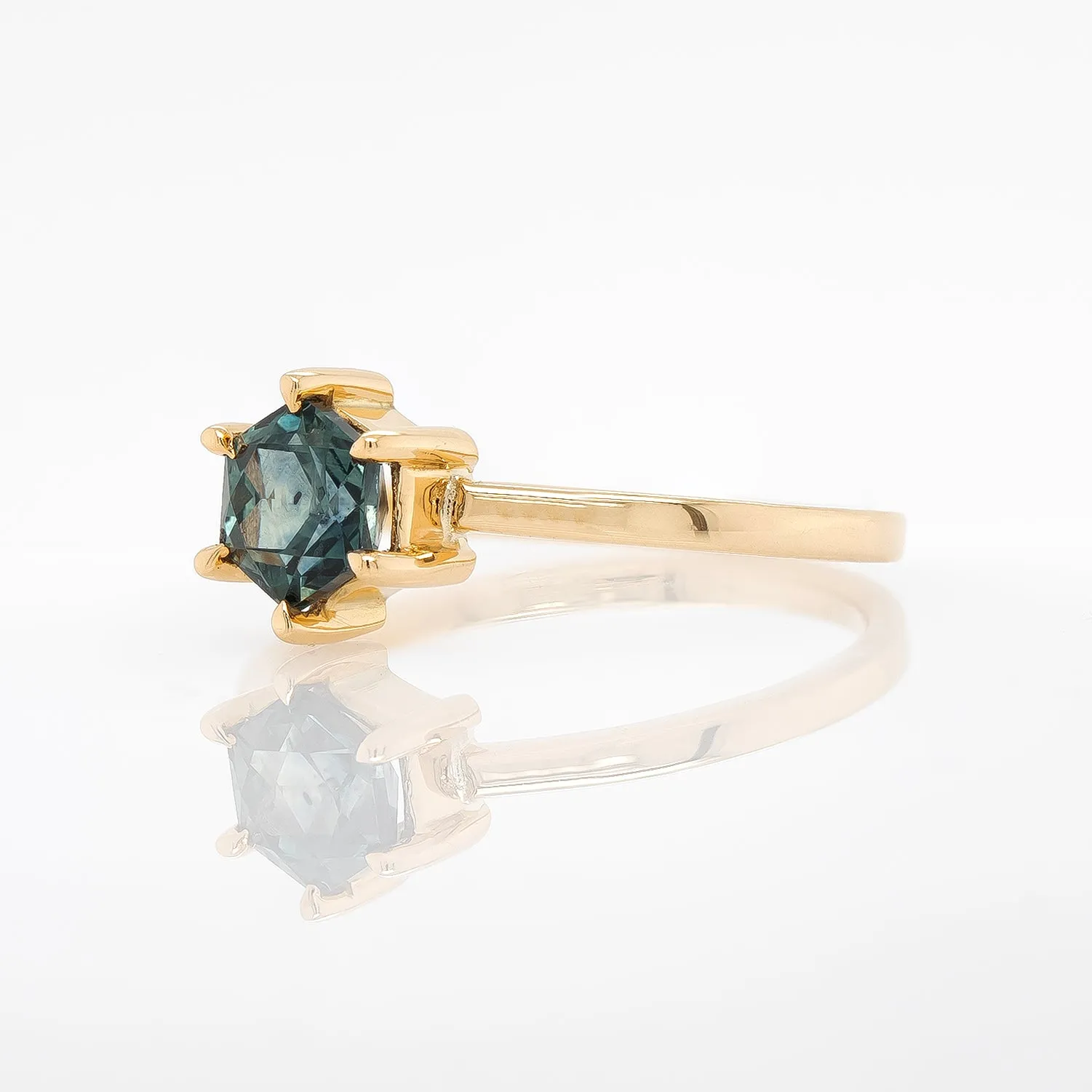 Montana Sapphire Hexagon Solitaire Ring