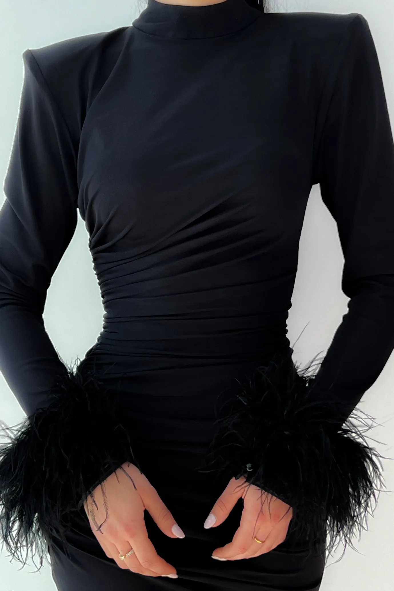 Naomi Feather Gown Black by HSH