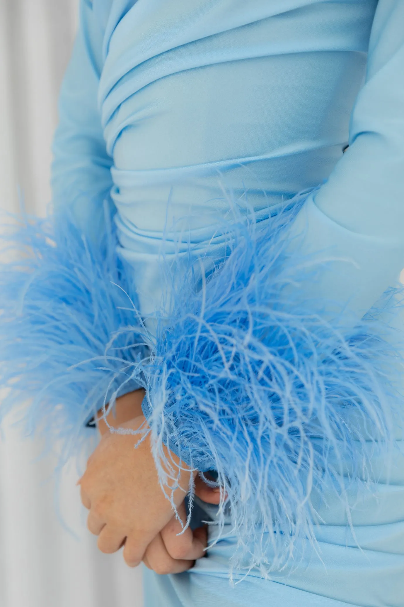 Naomi Feather Gown Blue by HSH
