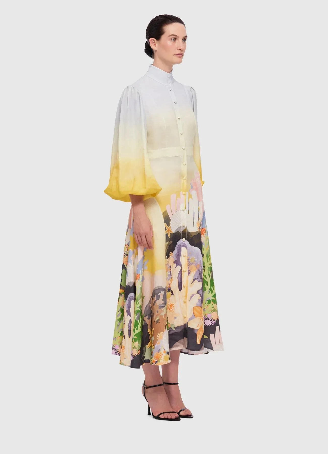 Nellie Midi Dress Neptune Print in Seashell by Leo & Lin
