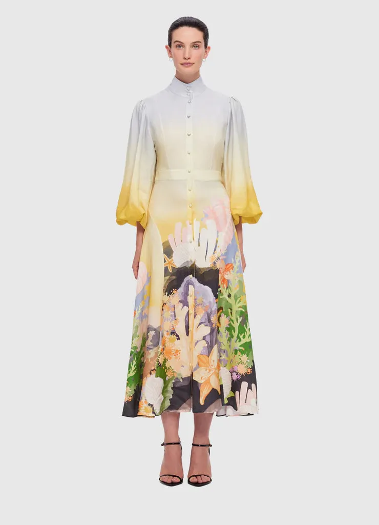 Nellie Midi Dress Neptune Print in Seashell by Leo & Lin