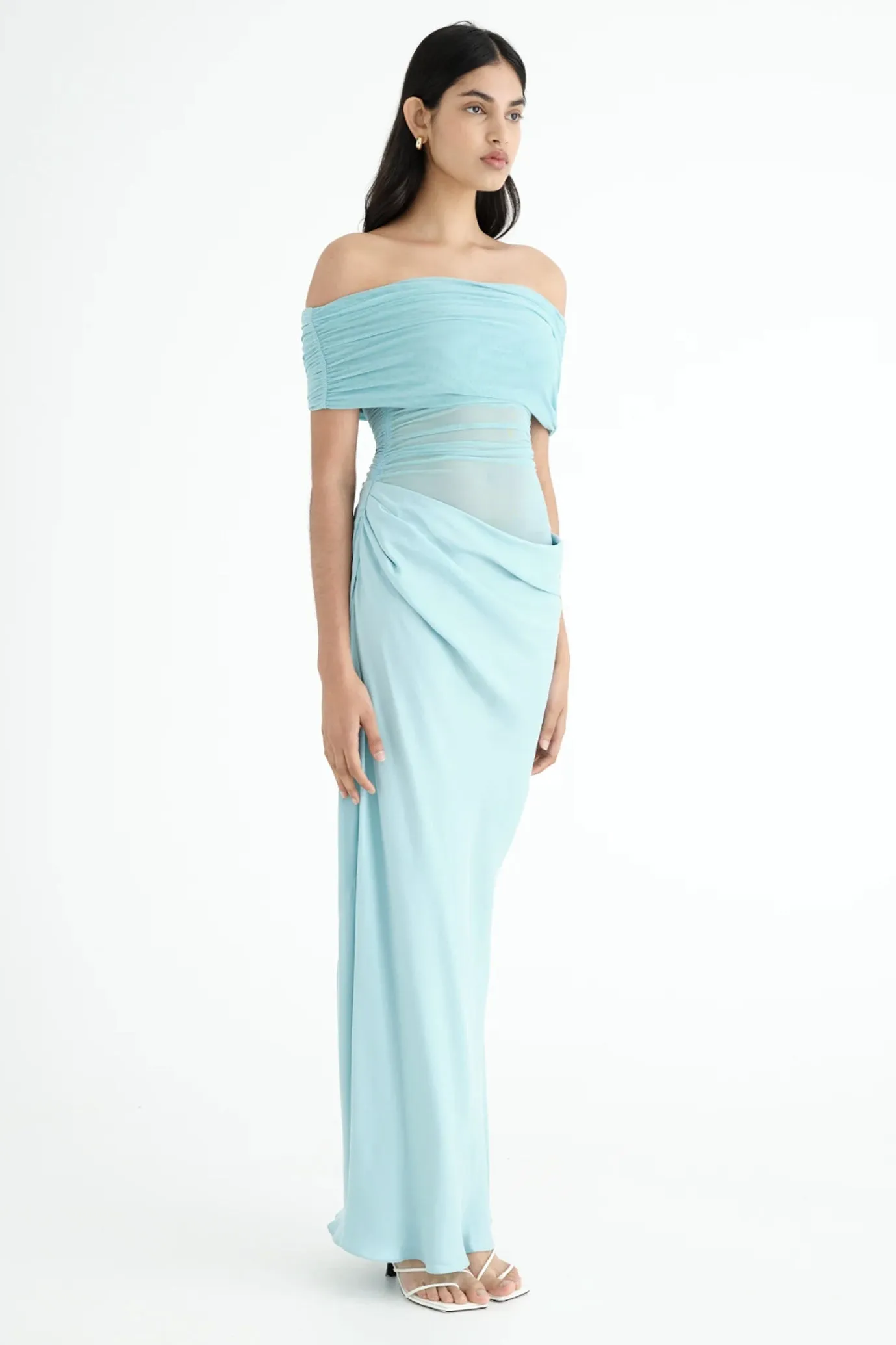 Nico Off Shoulder Maxi Dress Aquamarine by Benni