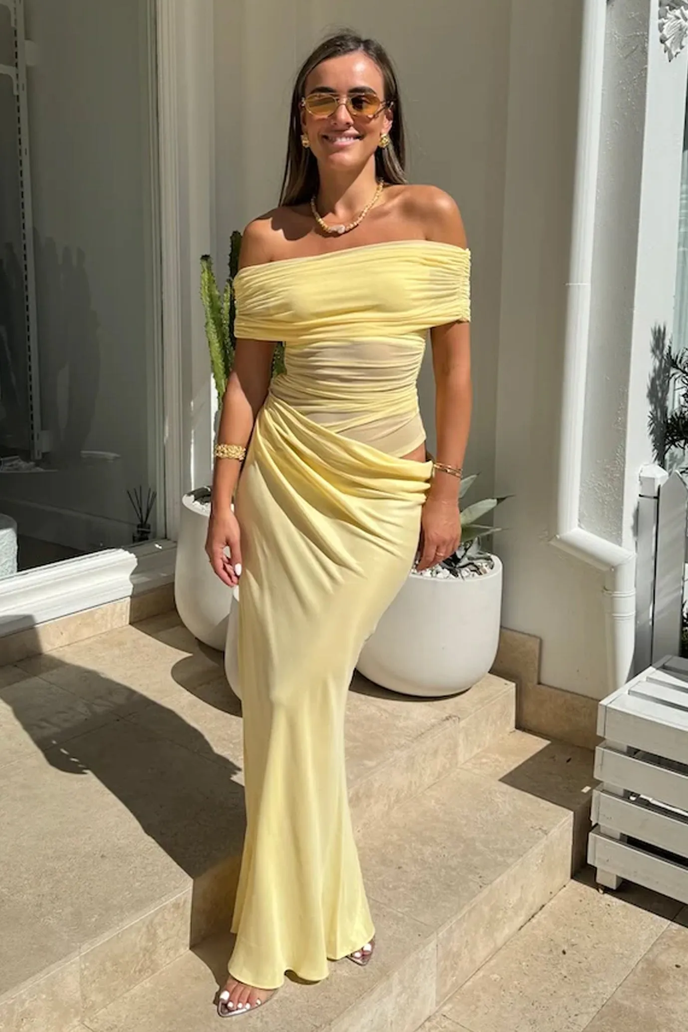 Nico Off Shoulder Maxi Dress Butter by Benni