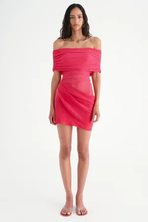 Nico Off Shoulder Mini Dress Watermelon by Benni