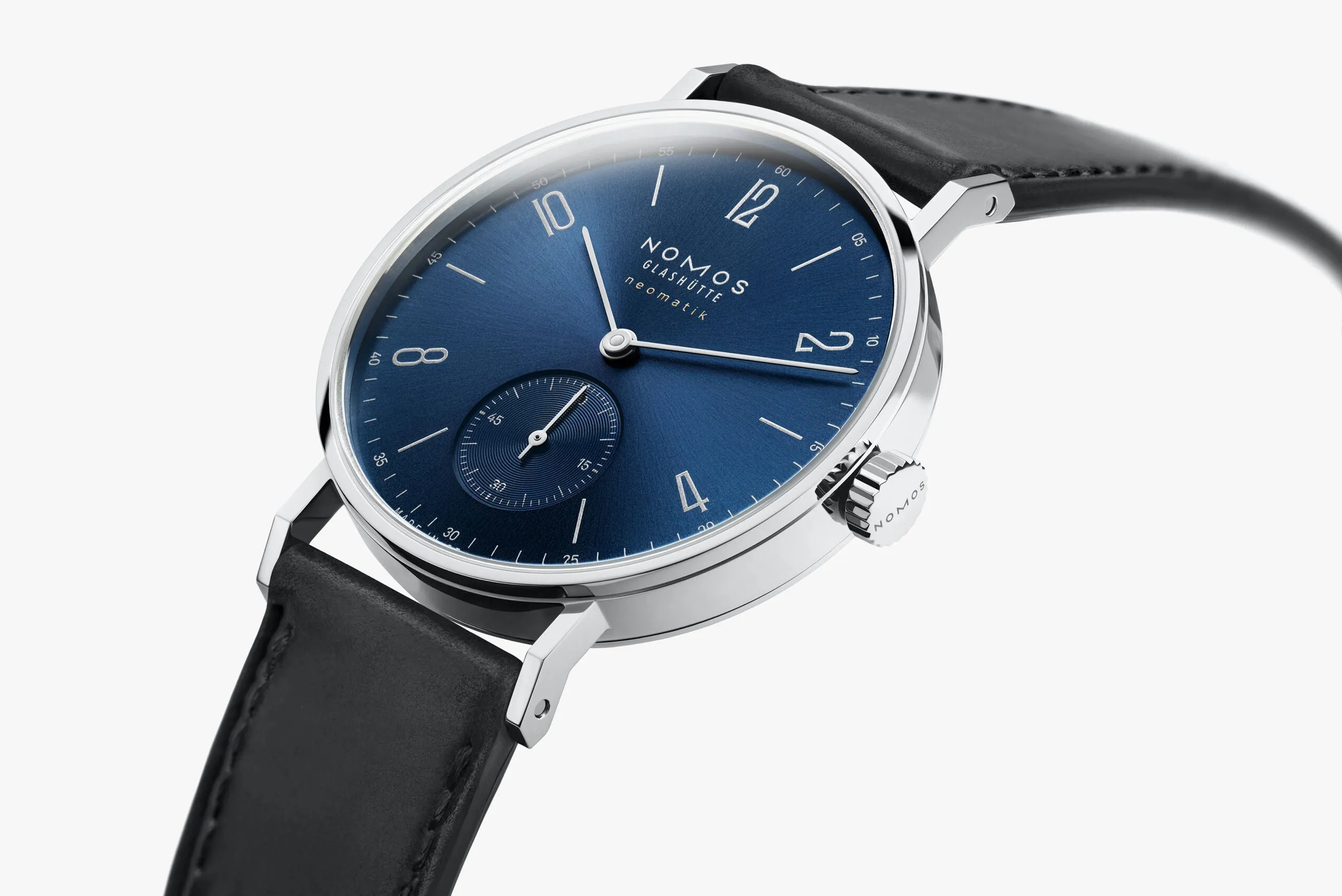 Nomos Glashutte Tangente Neomatik Blue Gold Sapphire Crystal Watch