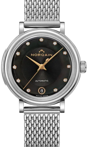 Norqain Freedom 60 Black MOP Diamond Bracelet Watch