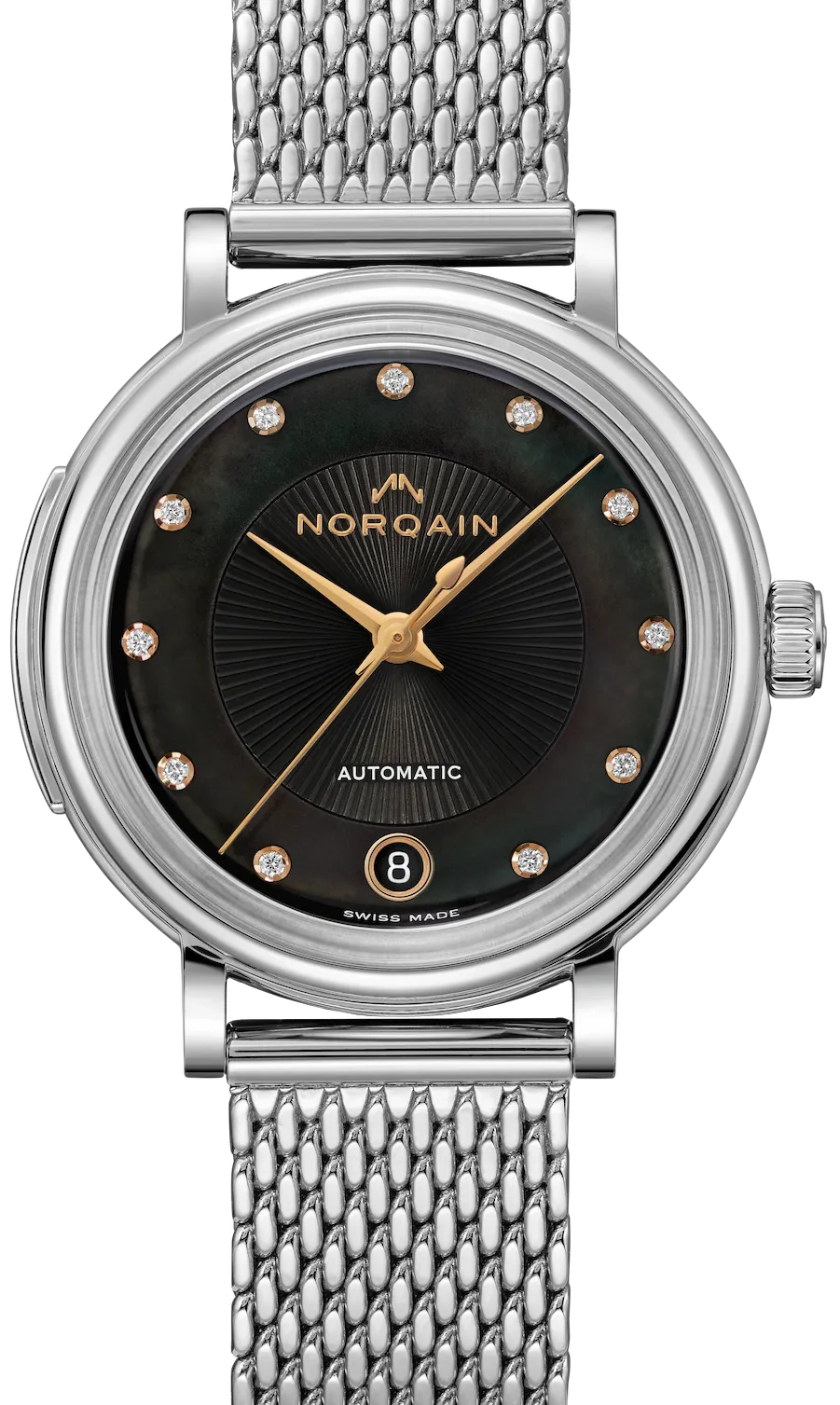 Norqain Freedom 60 Black MOP Diamond Bracelet Watch