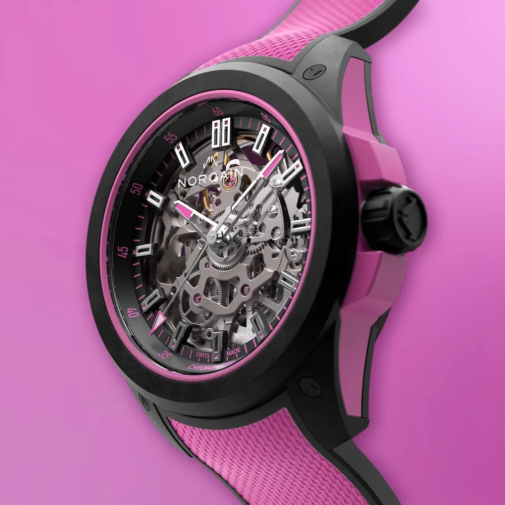 Norqain Wild One Skeleton 39mm Hyper Pink Watch