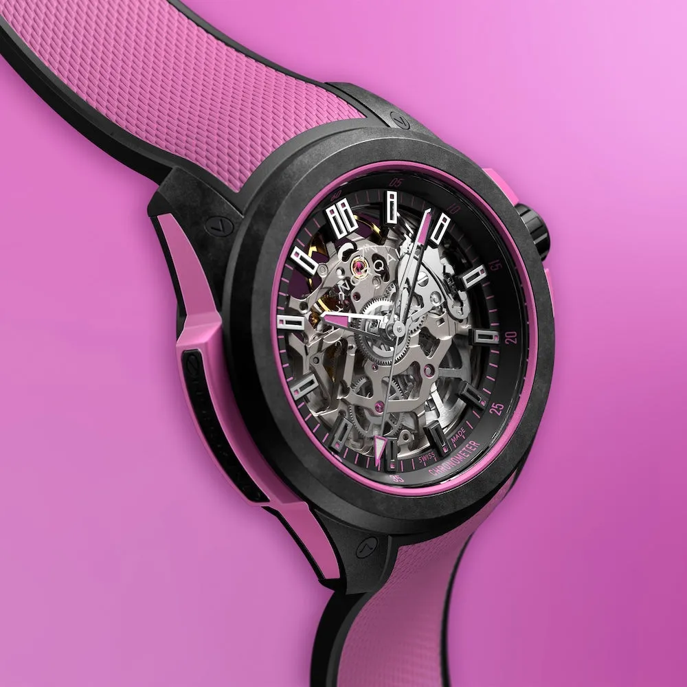 Norqain Wild One Skeleton 39mm Hyper Pink Watch