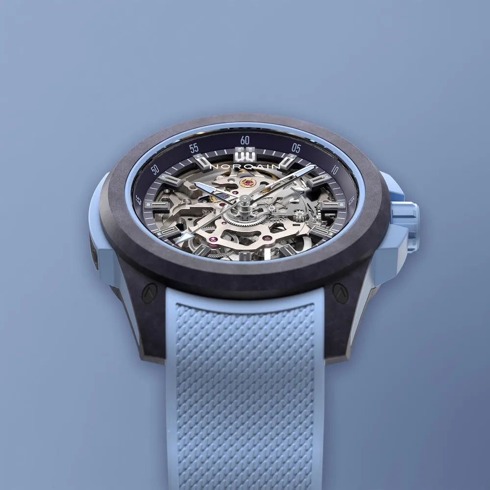 Norqain Wild One Skeleton 39mm Purple Ice Blue Watch
